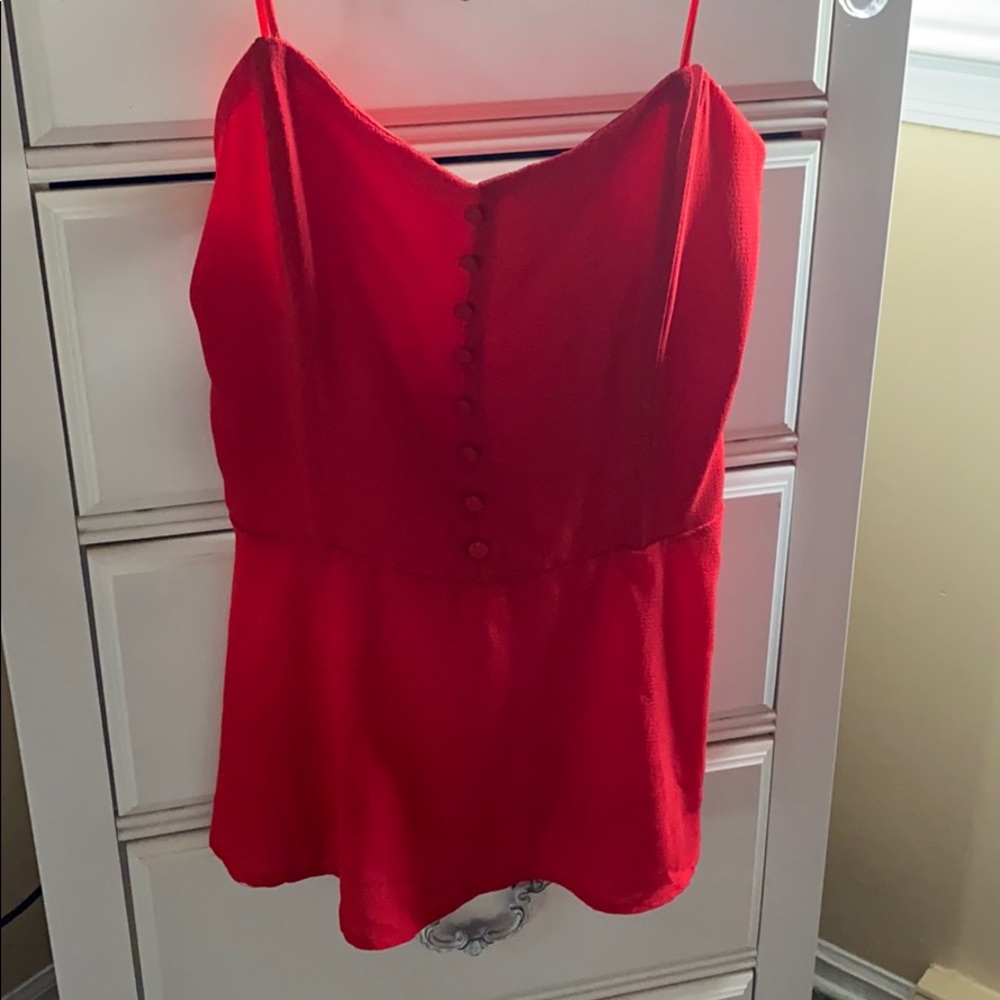 red strapless top